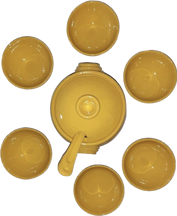 Service à soupe jaune en céramique artisanale – Soupière + 6 bols faits main de Tunisie 🇹🇳