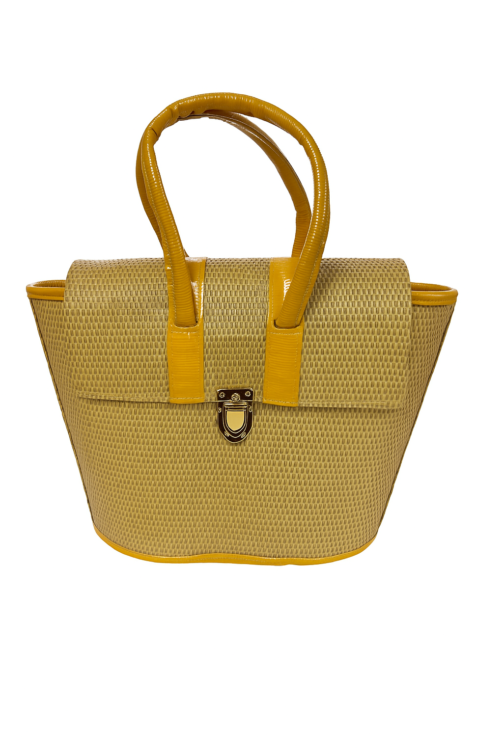 sac en osier beige et jaune